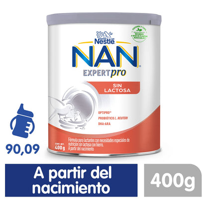 NAN, Fórmula infantil NAN Sin Lactosa, a partir del nacimiento, 1 lata de 400g, 400 gramos