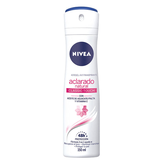 NIVEA - Desodorante Aclarante para Mujer, Nivea Tono Natural Classic Touch (150 ml), 48hrs Protección Antitranspirante en Spray con Aceite de Aguacate y Vitamina C