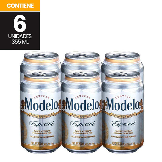 - Cerveza Clara Modelo Especial 6 latas de 355 ml c/u