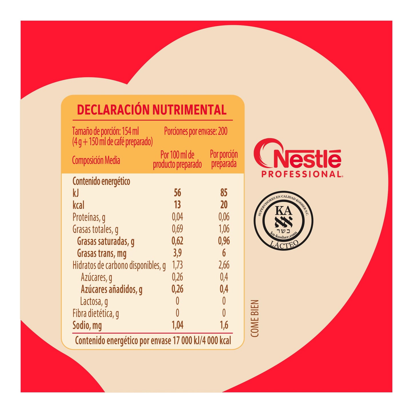 NESTLE PROFESSIONAL - Coffee Mate Original Caja con 200 Sticks de 4G c/u