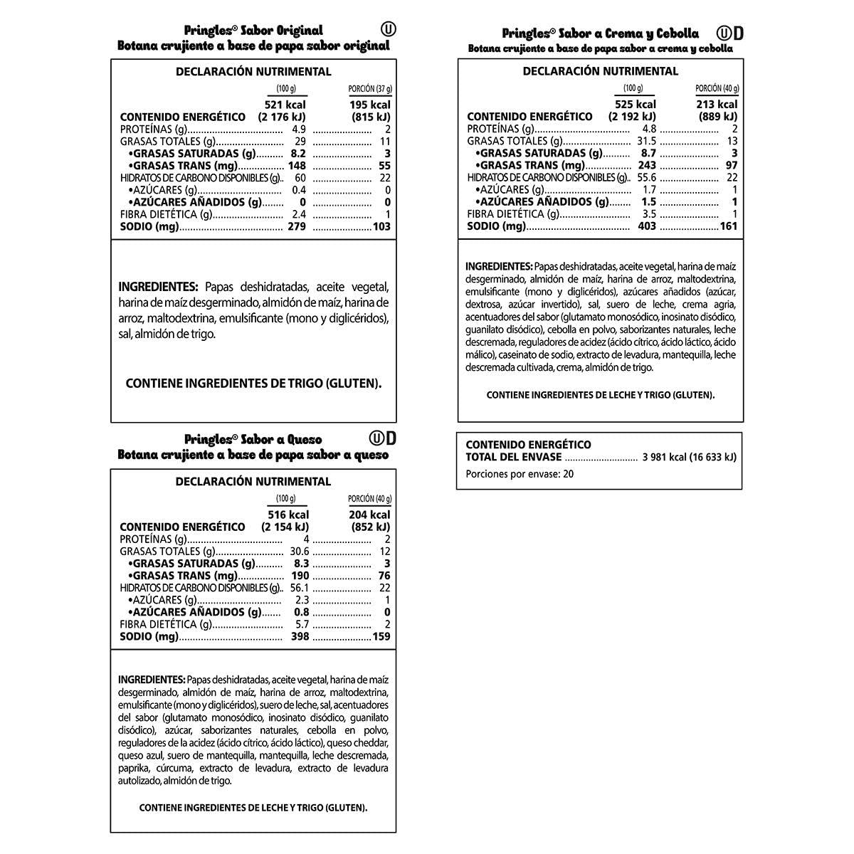Pringles - Papas Pringles paquete surtido 20 de 40g