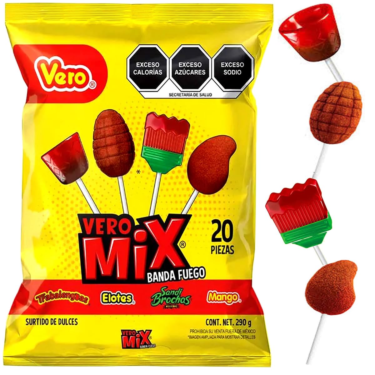 Dulces Vero - Dulces Vero Paletas Mix Picosito, Varios, 290 gramos