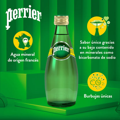 Perrier - Perrier, Agua de manantial gasificada. Paquete de 4 piezas con 330 ml c/u, 1.32 litros