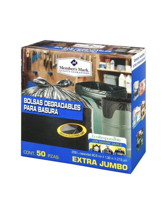 Member's Mark - BOLSAS PARA BASURA EXTRA JUMBO MEMBERS MARK CAJA CON 50 PIEZAS LIMPIEZA DESECHABLES RESIDUOS CASA OFICINA NEGOCIO