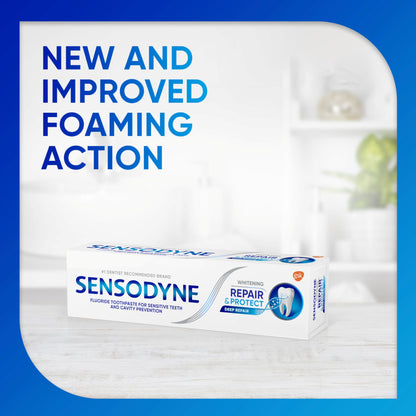 Sensodyne Repair & Protect Whitening Sensitivity Toothpaste for Sensitive Teeth, 3.4 ounces (Pack of 2)