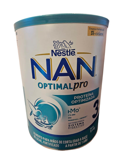 NAN 3 Optimal Pro, Fórmula Infantil en Polvo, 1.6 kg, A Partir de 1 Año, Con HMO y Probiótico