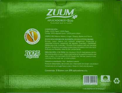 Set con 1125 Hisopos 100% de Algodon Biodegradables