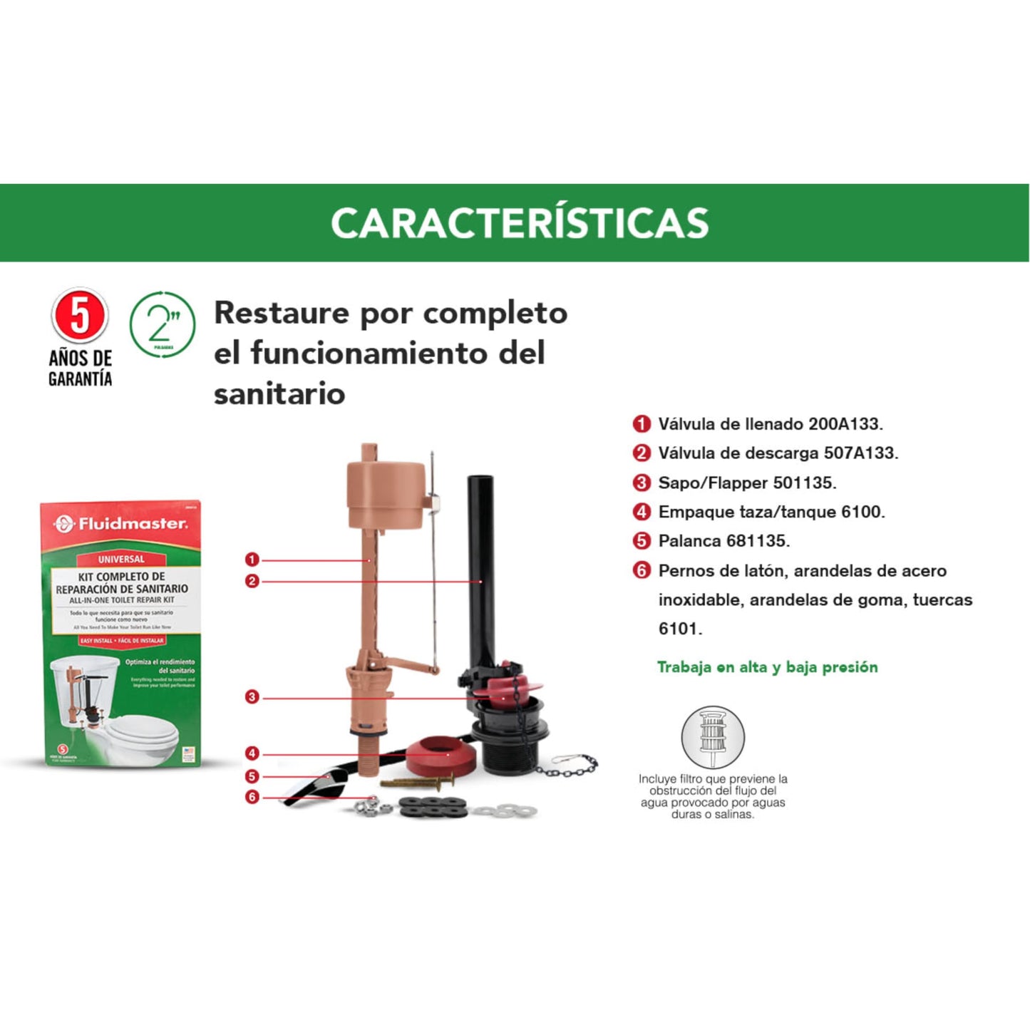 JUEGO DE VALVULA/HERRAJE FLUIDMASTER 200AK133