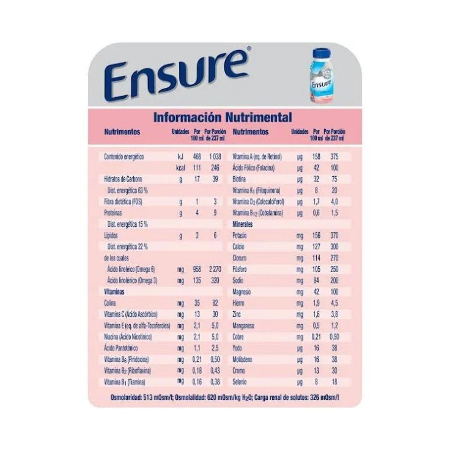 Abbott - Abbot Ensure, Sabor Fresa - 16 Envases de 237 ml cada uno