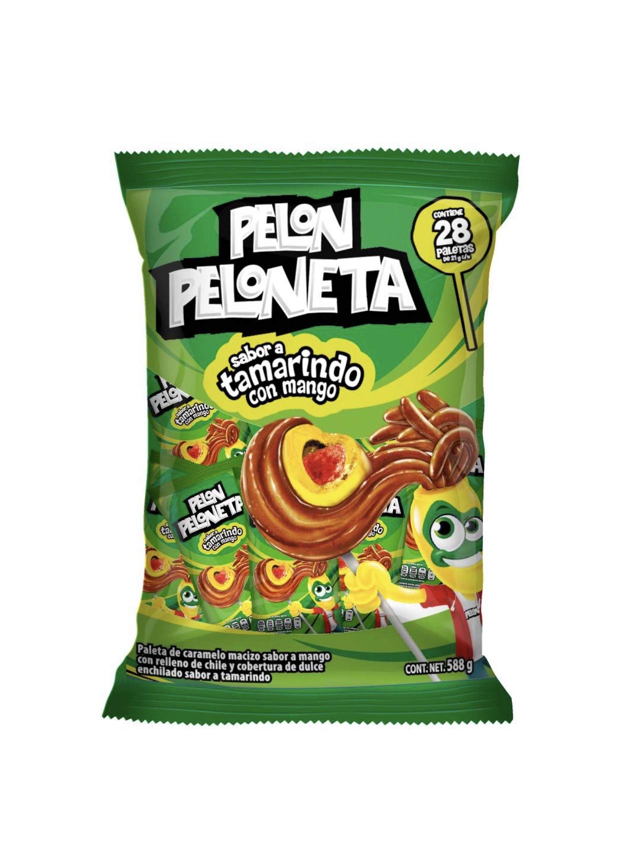 Pelón Rico - DULCES ENCHILADOS PELON PELONETA TAMARINDO Y MANGO PAQUETE CON 28 PIEZAS DE 23 GRAMOS C/U SNACK BOCADILLO FIESTA