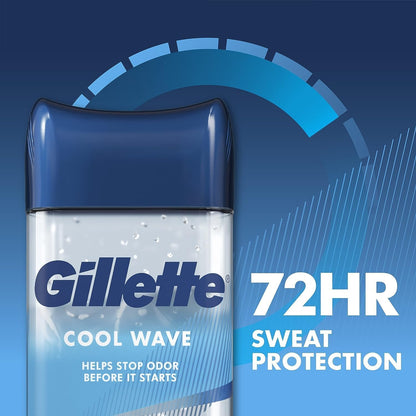 Gillette Clear Gel Menâ€™s Antiperspirant and Deodorant, 72-Hour Sweat Protection, Cool Wave, #1 Clear Gel Brand for Men, 3.8 oz (Pack of 4)