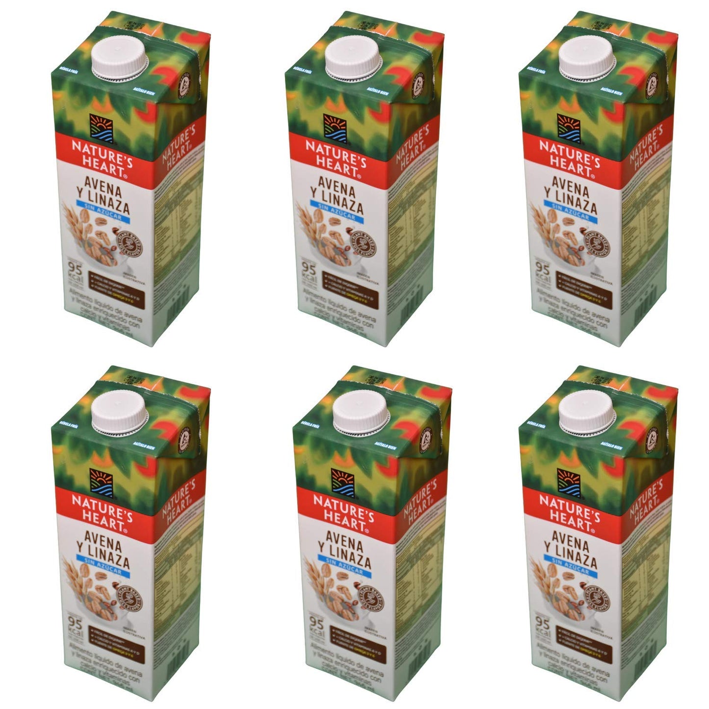 Natures Heart - Natures Heart Bebida sabor avena y linaza 6 Pack de 946 ml (5.67 litros). Sin Azúcar, Vegano