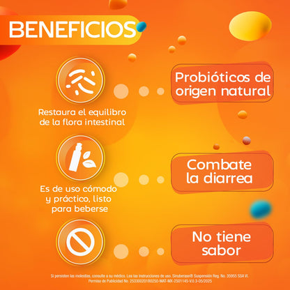 Sinuberase probioticos suspensión, Bacillus clausii 2 billones de UFC en 10 ampolletas