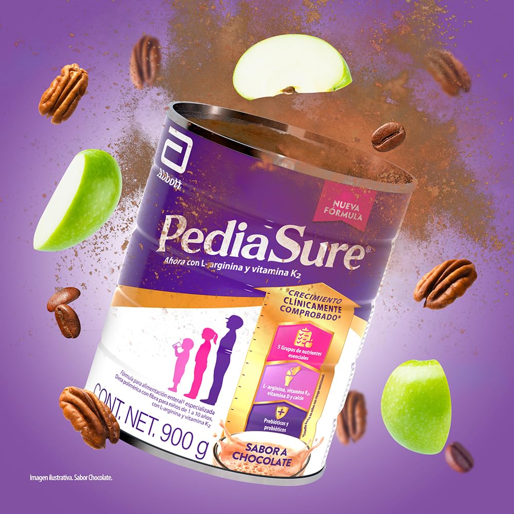 PediaSure - Chocolate en Polvo, 900g, Fórmula Especializada para Niños de 1 a 10 años, 5 Nutrientes Esenciales, Prebióticos, Proteínas, Vitaminas y Minerales, Crecimiento Clínicamente Comprobado