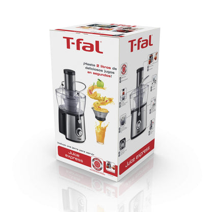 T-fal Extractor de jugo ZE550DMX Juice Express, tubo de alimentación XXL, 800W, de gran capacidad más de 2L, diseño metálico, Electrodomesticos