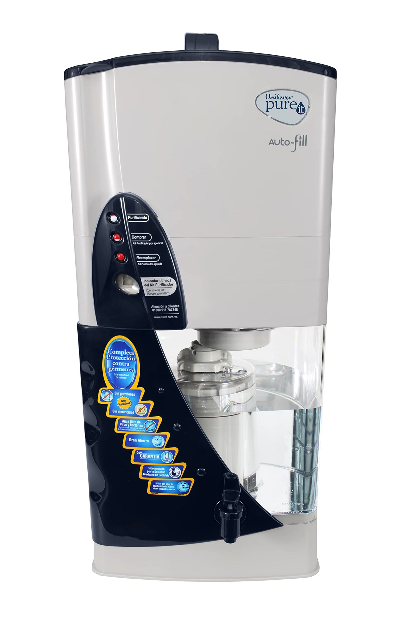 Pure IT | Purificador De Agua | Agua Segura, cristalina y sin Olor | Remueve hasta el 99.9% de Virus, bacterias, pesticidas y parásitos