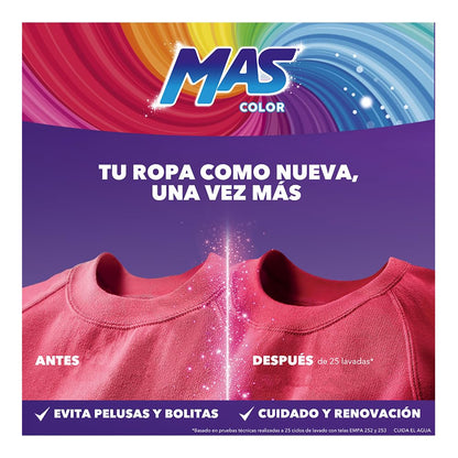 MAS - Color Detergente Líquido, 9L; Renueva el Color de la Ropa (120 Cargas) Especial para Mantener y Dar Vida a los Colores Intensos de las Prendas