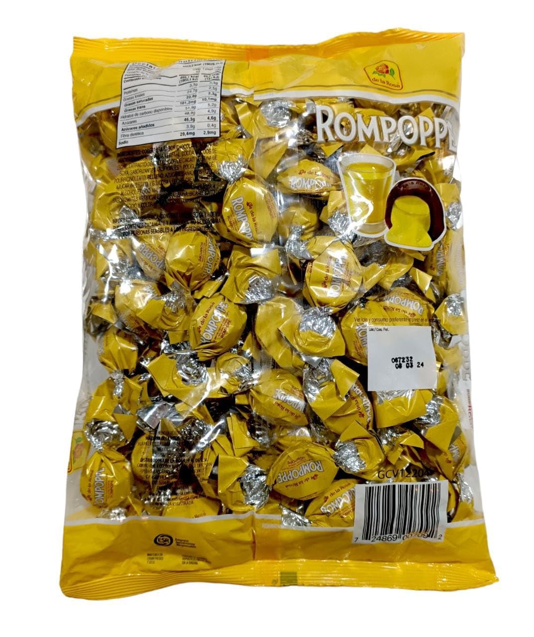 Rompoppe Chocolate Relleno Sabor Rompope 100 pzs de la Rosa