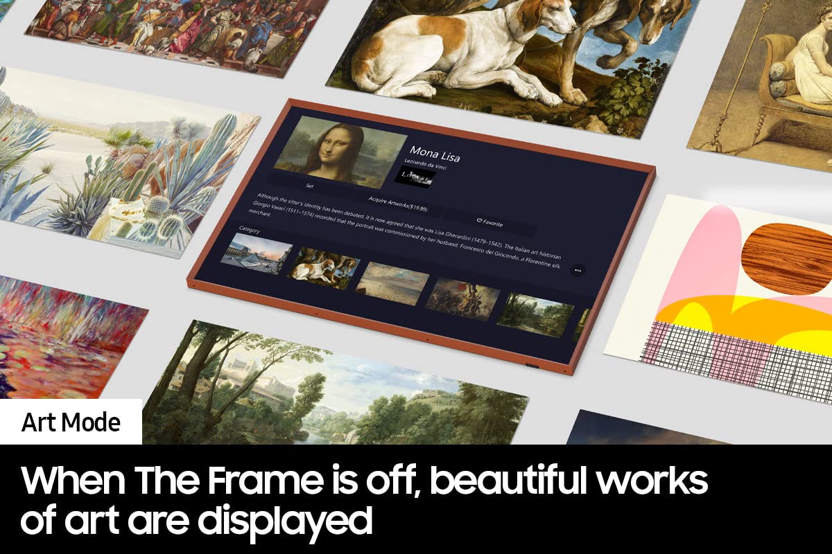 Samsung 32 Pulgadas Clase QLED The Frame LS03C Series, Quantum HDR, Modo artístico, visualización Mate antirreflejo, Soporte de Pared Delgado Incluido, televisor Inteligente con Alexa Incorporado