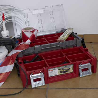 Keter - Keter Master Pro Series Cantilever 17186819 Caja de herramientas de 18 pulgadas de plástico rojo/plateado