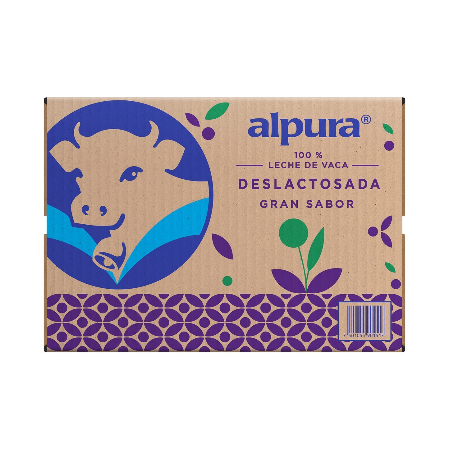 Alpura Leche Deslactosada 100% de vaca ultrapasteurizada en Paquete de 12 piezas de 1 Litro cada una. Ligera, de fácil digestión y con un delicioso sabor.