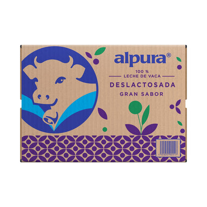 Alpura Leche Deslactosada 100% de vaca ultrapasteurizada en Paquete de 12 piezas de 1 Litro cada una. Ligera, de fácil digestión y con un delicioso sabor.