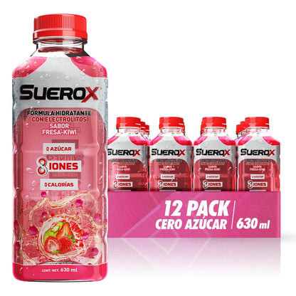 Suerox - 12 Pack de SUEROX, deliciosa hidratación saludable, FRESA - KIWI, con sus 8 iones recupera los electrolitos y nutrientes perdidos haciéndote sentir mejor, sin azúcar