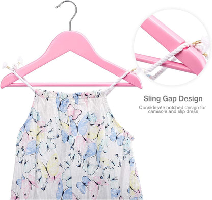 RIVARRO - Ganchos Madera para Ropa de NIÑA, Color ROSA, Caja 30 Piezas