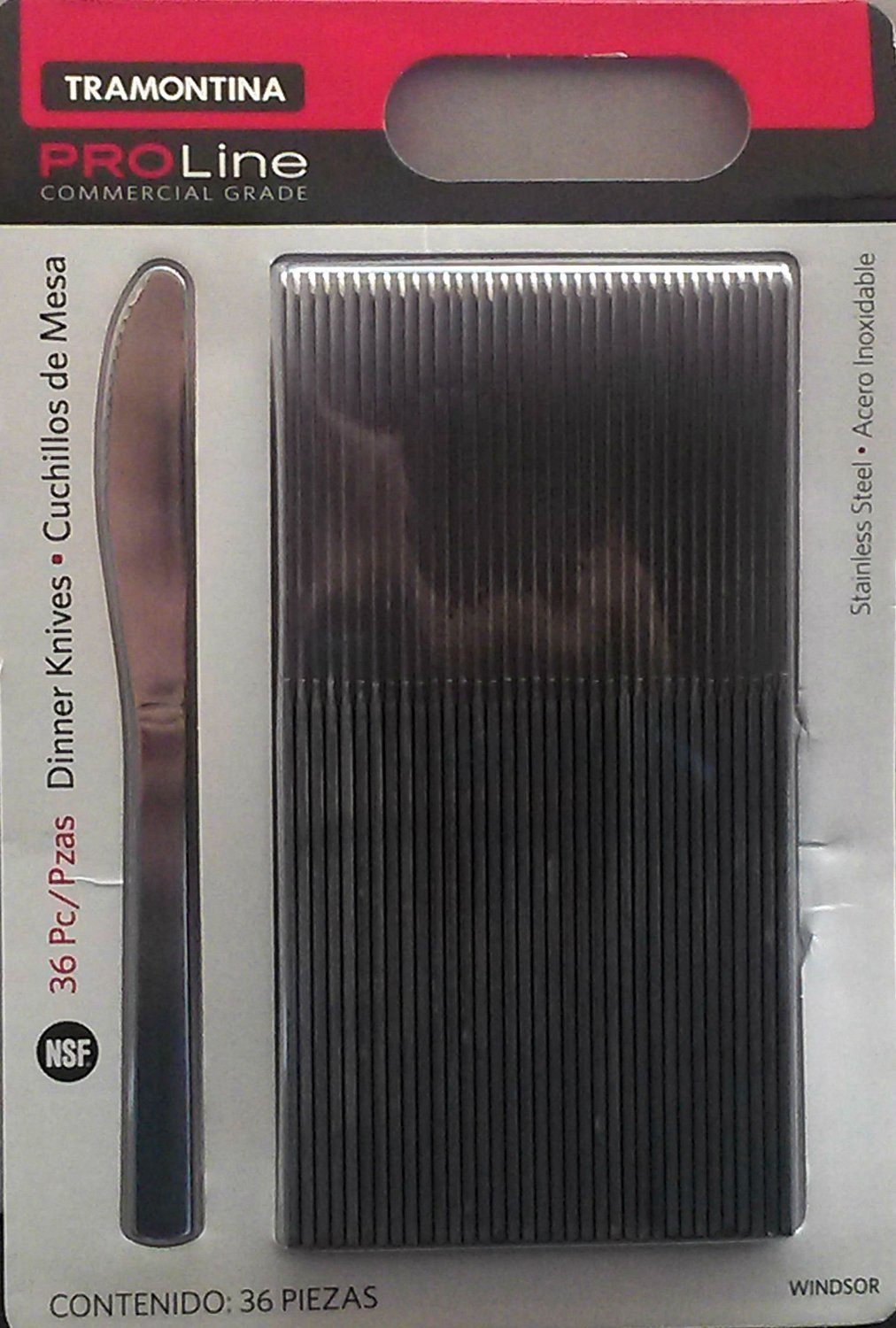 Tramontina 800109 Pro Line 36 Cuchillos de cena de acero inoxidable de grado comercial, plata