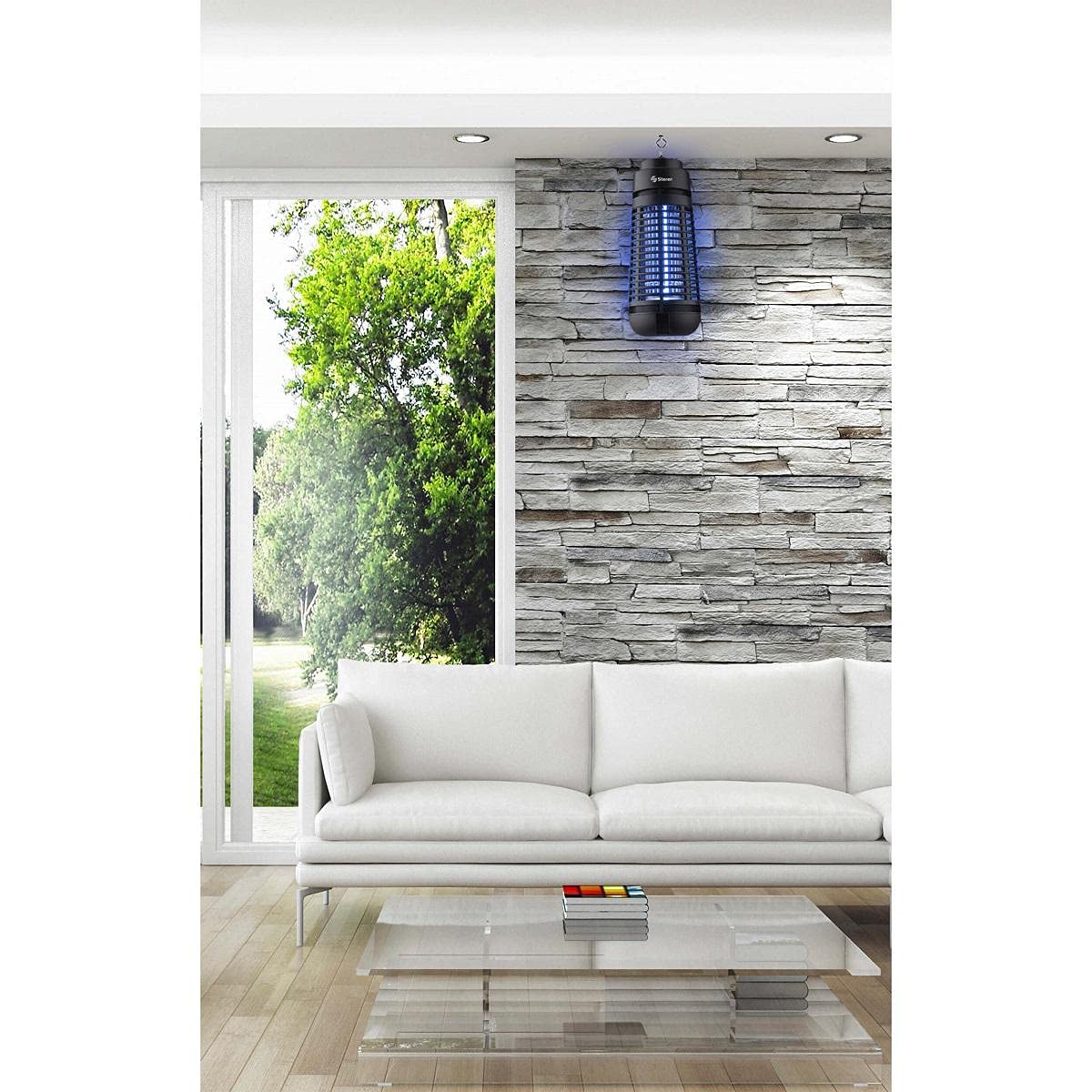 Steren INSECTRONIC Exterminador electrónico de insectos voladores, 7 W, rejilla electrificada de alto voltaje y luz especial UV