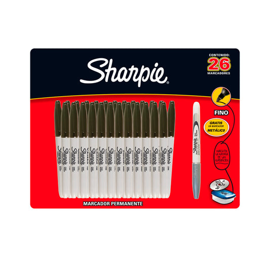 NEWELL - Marcador Permanente Sharpie Punto Fino Negro 26 Piezas