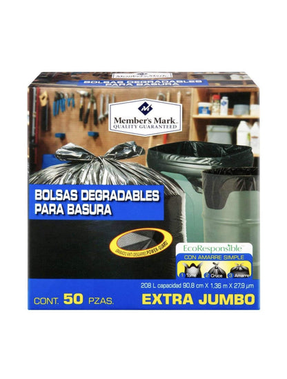 Member's Mark - BOLSAS PARA BASURA EXTRA JUMBO MEMBERS MARK CAJA CON 50 PIEZAS LIMPIEZA DESECHABLES RESIDUOS CASA OFICINA NEGOCIO