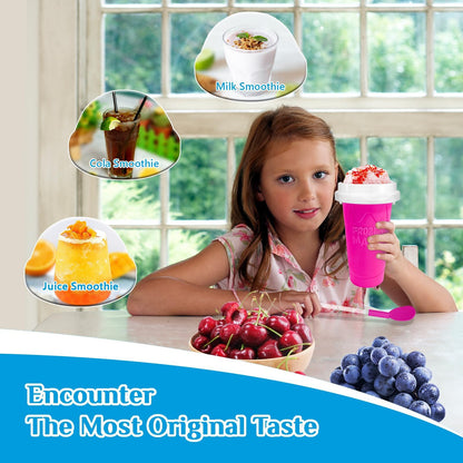 Magic Quick Frozen Smoothies Maker - Taza grande de granizado, taza para apretar DIY (rojo y amarillo)