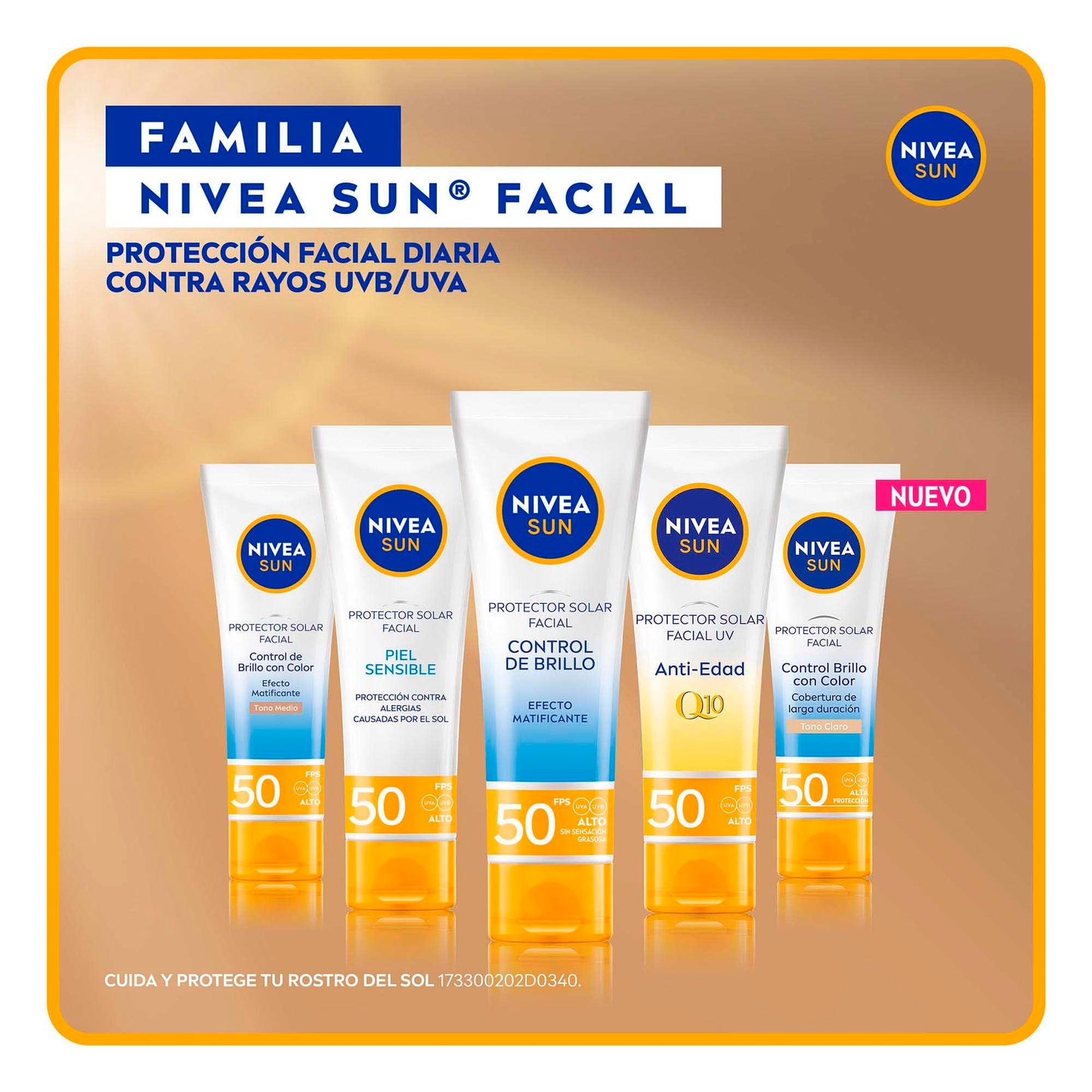 NIVEA SUN Protector Solar Facial Control De Brillo (50 ml), con Efecto Matificante de Larga Duración, Bloqueador solar FPS 50+, no Grasoso para Todo Tipo de Piel