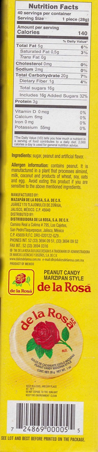 de la Rosa - de la Rosa Mazapan Dulce de Cacahuate - 40 piezas de 28 g