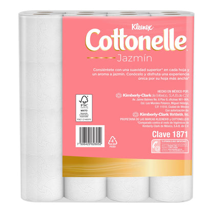 Kleenex Cottonelle - Kleenex Cottonelle Beauty, Papel higiénico, Aroma a Jazmín, Paquete de 32 rollos con 408 Hojas Dobles.