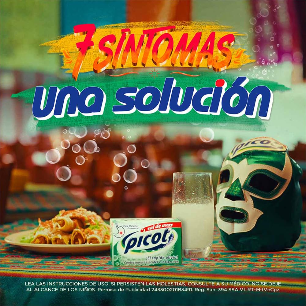 Picot - Picot Sal de Uvas Antiácido Polvo Efervescente, pack de 6 cajas con 10 sobres cada una