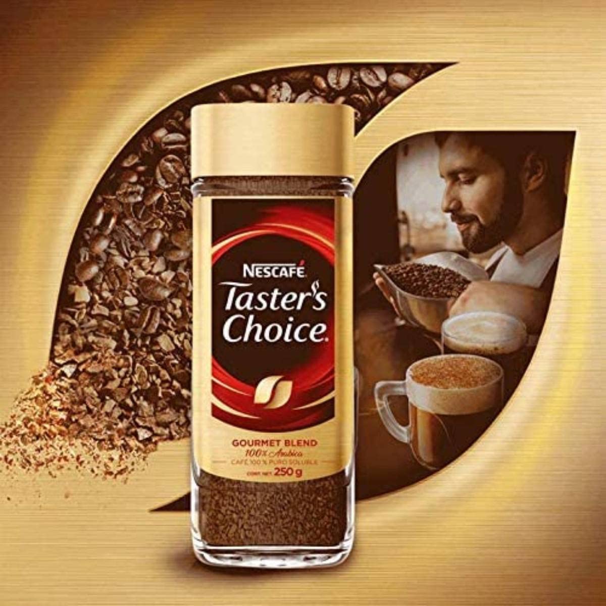 Taster´ Choice, Café 100% Puro Soluble Liofilizado, 250 gramos. Gourmet Blend