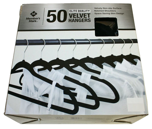 Members Mark - Members Mark Member's Mark Eite - Perchas de terciopelo con ganchos cromados (50 unidades)