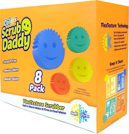 Scrub Daddy - Paquete de 8 unidades en diferentes colores, flexible