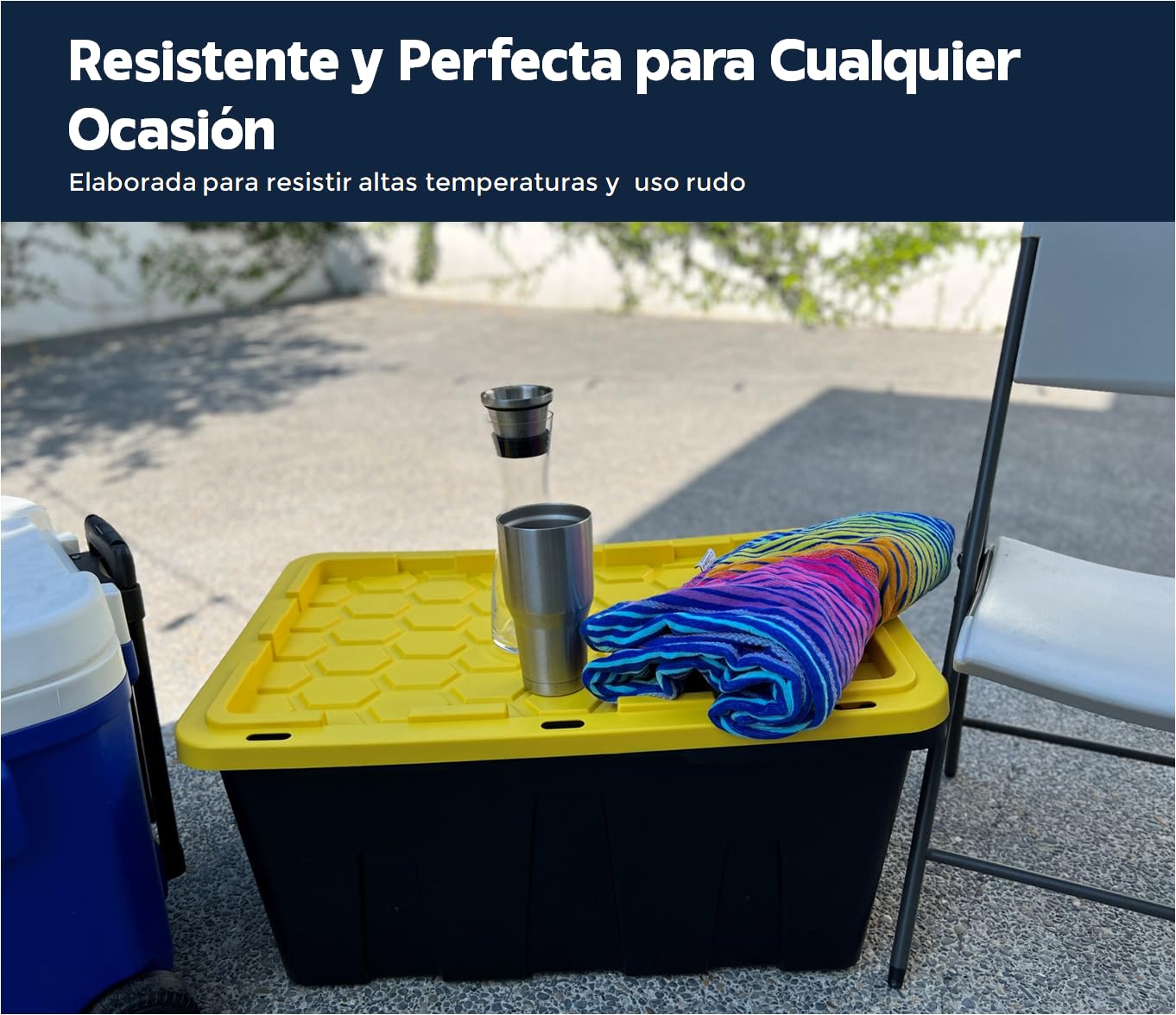 Caja Organizadora Capacidad 114 LTS, Negra Con Tapa Amarilla