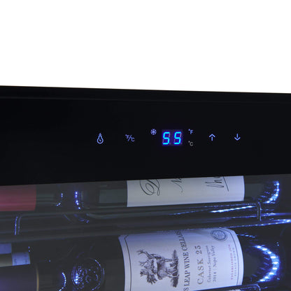 Wine Enthusiast VinoView - Nevera de vino de 28 botellas, refrigerador no empotrado con estantes de matriz, termostato ajustable de 10 a 60 °F, puerta de vidrio de doble panel y visualización LED