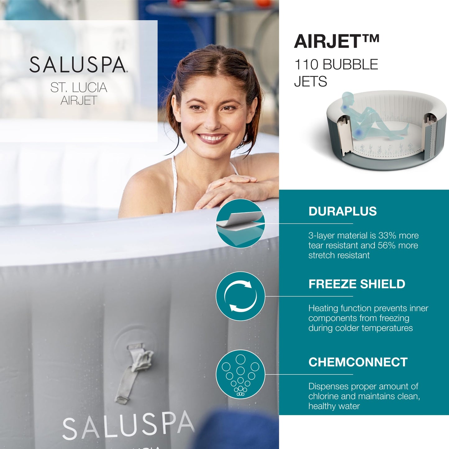 Bestway SaluSpa Budapest - SPA Inflable para Tina de hidromasaje