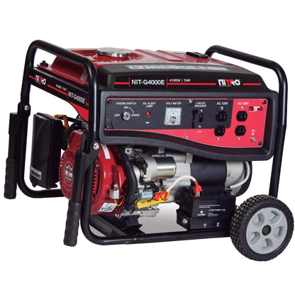 Nitro - GENERADOR 4100Wtts 7HP 120V/60Hz CON MARCHA BATERIA Y MANERALES GASOLINA LLANTAS 4T NITRO NIT-G4000E