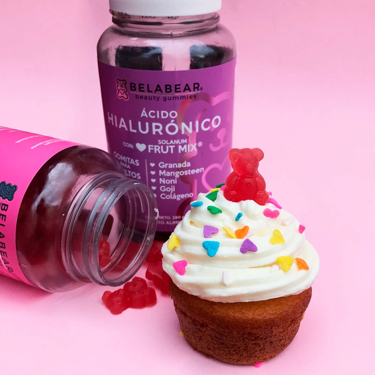 Gummisol Gomitas de Colágeno + Biotina Belabear 100 Gomitas Gomitas de Ácido Hialurónico Belabear 100 Gomitas Gomitas para Adultos Belabear Supelemento Alimenticio - 2 pack