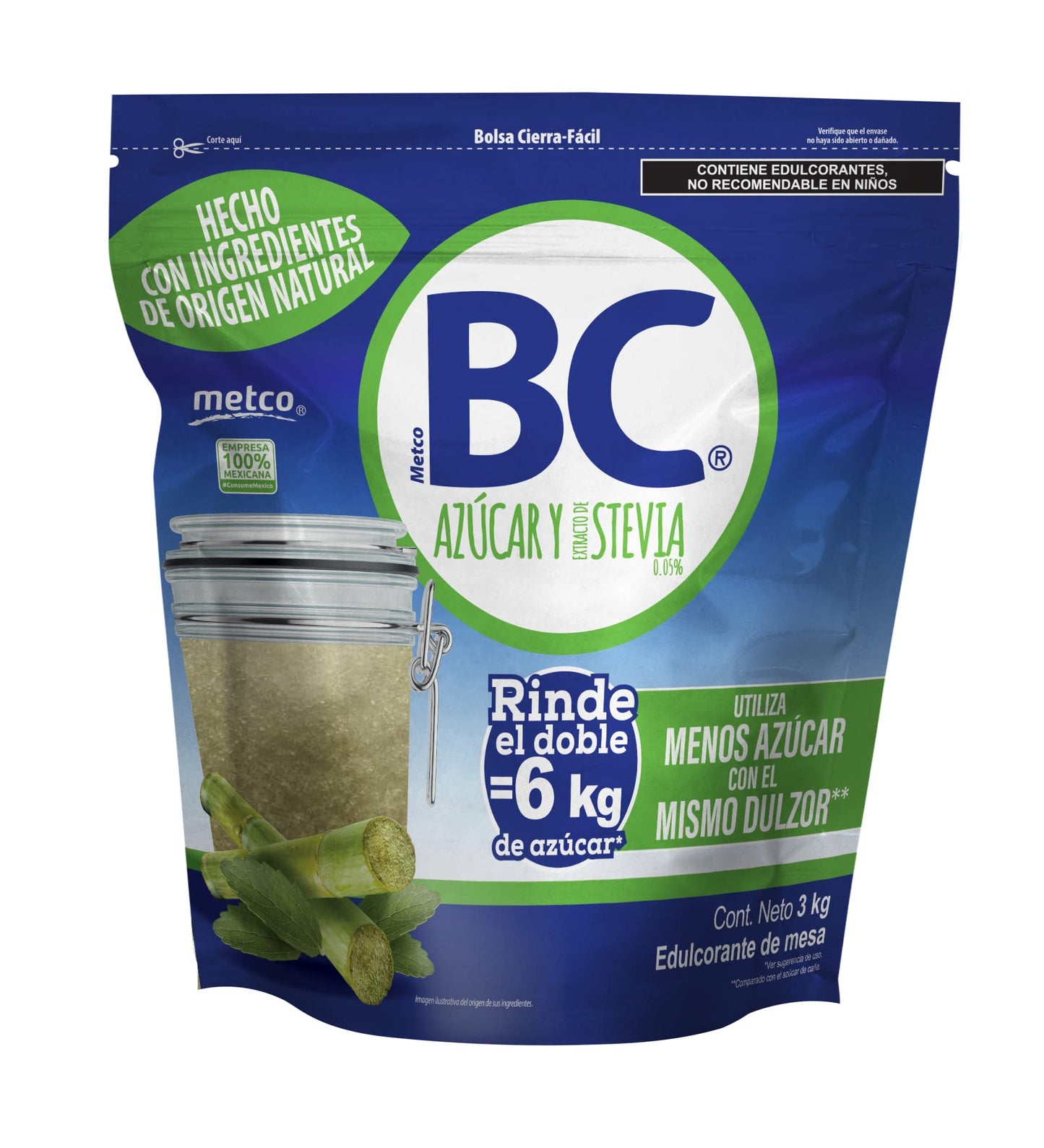 Azucar BC Bajo En Calorías, 3 kilogramos