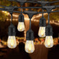 BRIGHTSHOW - Techo 48FT LED Luces de cadena al aire libre Impermeable Regulable 15PCS 2W Vintage Edison Bulbos de vidrio