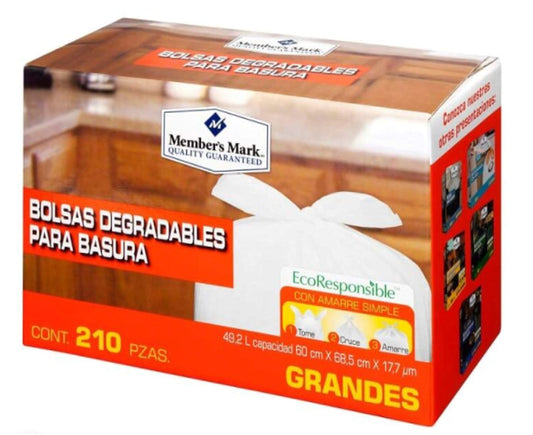 Member´s Mark - Bolsas degradables para basura 210 pzas grandes Member´s Mark