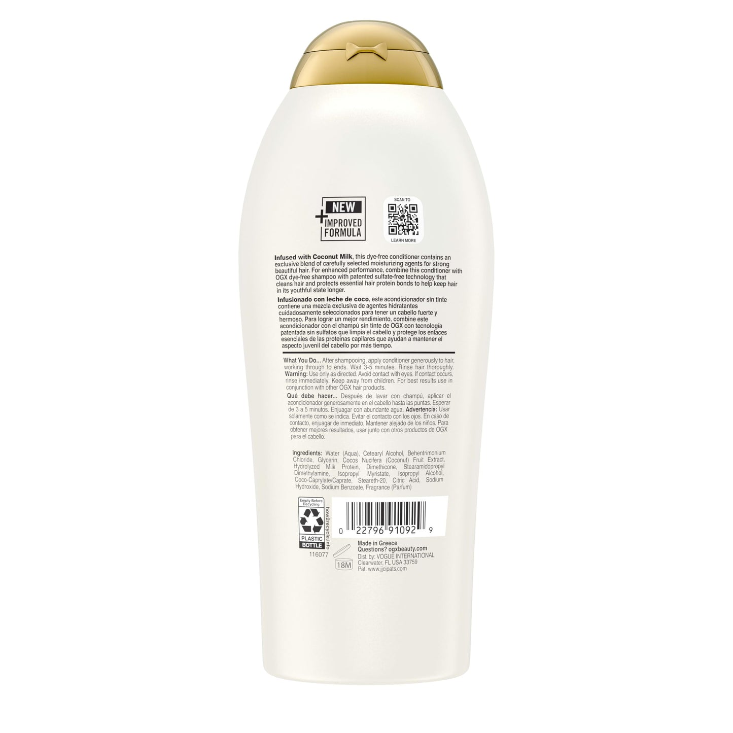 OGX Nourishing Conditioner, Coconut Milk, Salon Size, (1) 25.4 Ounce Bottle, paraben Free, Sulfate Free, Sustainable Ingredients, Hydrating and Strengthening