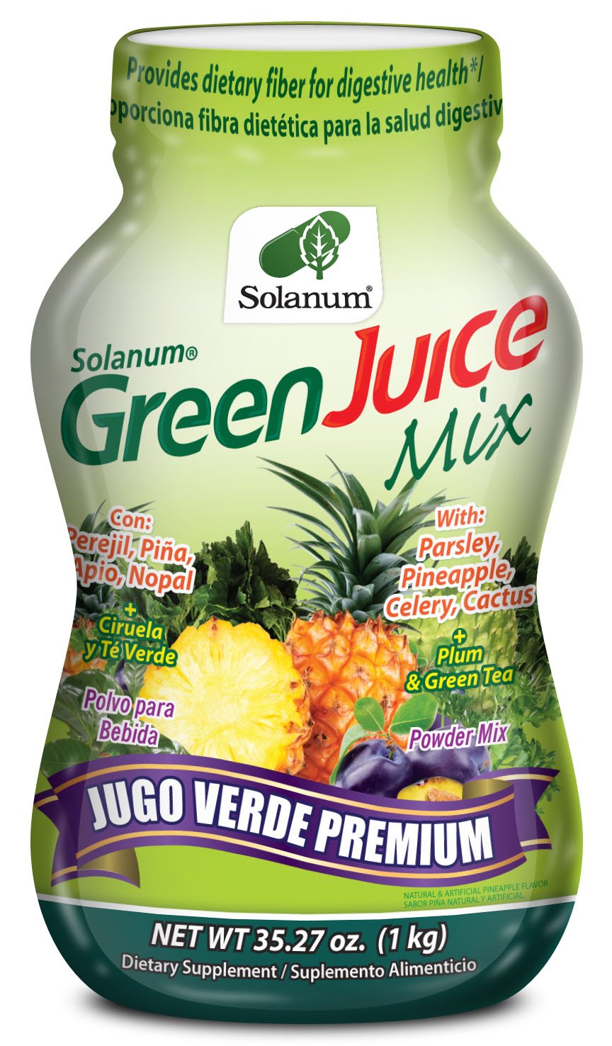 Superalimento de jugo verde Solanum (piña, 35 onzas)